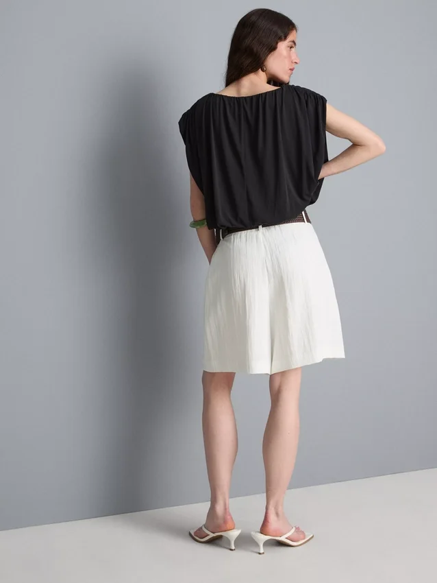 Textured belted bermuda shorts Textured belted bermuda shorts