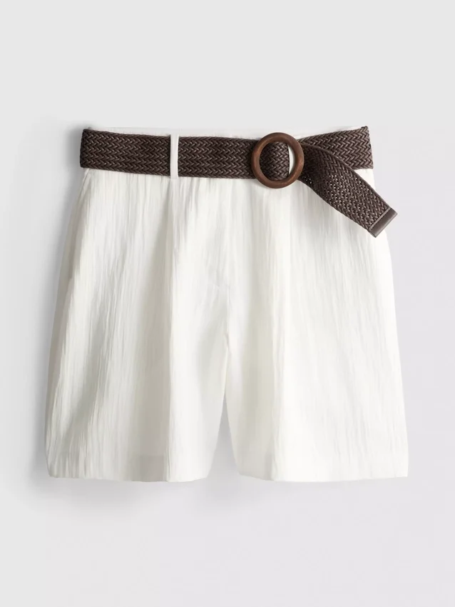 Textured belted bermuda shorts Textured belted bermuda shorts