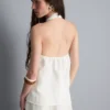 Textured button through halterneck top
