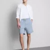 Textured drawstring denim shorts Textured drawstring denim shorts
