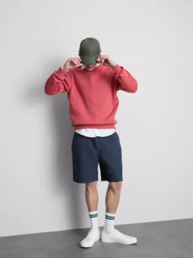 Textured drawstring shorts