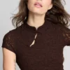 Textured high collar top