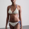 Textured lemon side-tie bikini bottoms