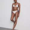 Textured lemon triangle bikini top