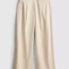 Textured pleated wide leg pants