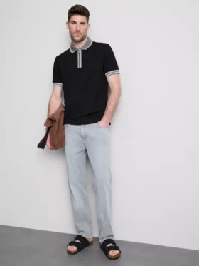 Textured polo shirt