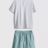 Textured short pajama set Textured short pajama set