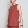 Textured side-tie tank top