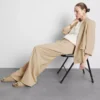 Textured slouchy mid-rise pants