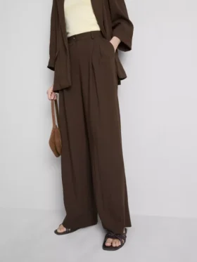 Textured slouchy mid-rise pants