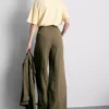 Textured slouchy mid-rise pants