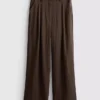 Textured slouchy mid-rise pants