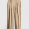 Textured slouchy mid-rise pants