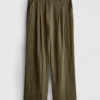 Textured slouchy mid-rise pants