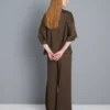 Textured straight-leg satin pants