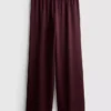 Textured straight-leg satin pants