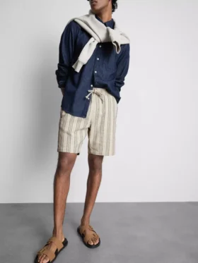 Textured stripe bermuda shorts