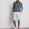 Textured stripe knit polo shirt Textured stripe knit polo shirt