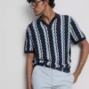 Textured stripe knit polo shirt Textured stripe knit polo shirt