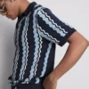 Textured stripe knit polo shirt Textured stripe knit polo shirt
