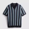 Textured stripe knit polo shirt Textured stripe knit polo shirt