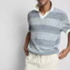 Textured stripe knitted polo shirt Textured stripe knitted polo shirt