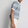 Textured stripe knitted polo shirt Textured stripe knitted polo shirt