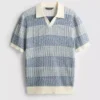 Textured stripe knitted polo shirt Textured stripe knitted polo shirt