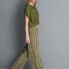 Textured stripe wide leg pants Textured stripe wide leg pants