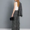 Textured stripe wide leg pants Textured stripe wide leg pants