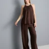 Textured wide leg drawstring pants Textured wide leg drawstring pants
