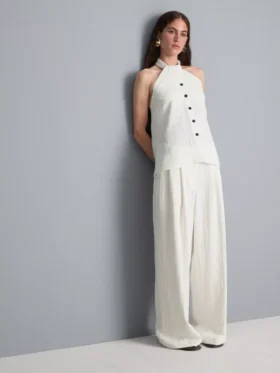 Textured wide leg pants