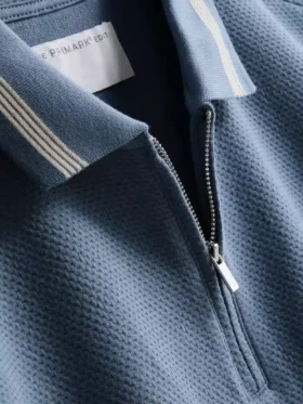 Textured zip-neck polo shirt