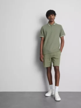 Textured zip-neck polo shirt