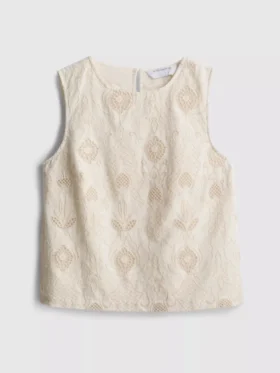 The edit cotton broderie tank top