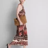 The edit linen-blend printed halter midi dress The edit linen-blend printed halter midi dress