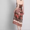 The edit linen-blend printed halter midi dress The edit linen-blend printed halter midi dress
