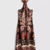 The edit linen-blend printed halter midi dress The edit linen-blend printed halter midi dress