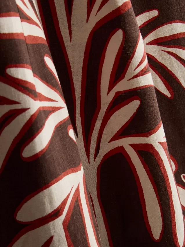 The edit linen-blend printed halter midi dress The edit linen-blend printed halter midi dress