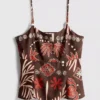 The edit linen-blend printed tank top The edit linen-blend printed tank top