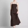 The edit linen-blend tiered midi dress The edit linen-blend tiered midi dress