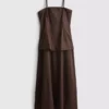 The edit linen-blend tiered midi dress The edit linen-blend tiered midi dress