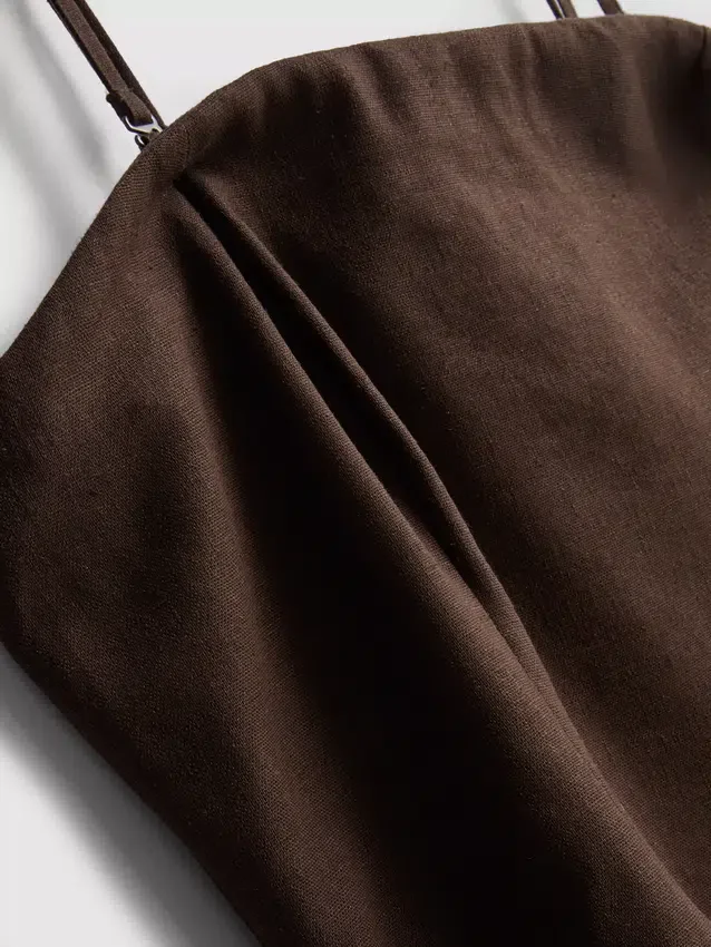 The edit linen-blend tiered midi dress The edit linen-blend tiered midi dress