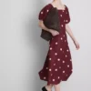 The edit linen puff-sleeve midi dress The edit linen puff-sleeve midi dress
