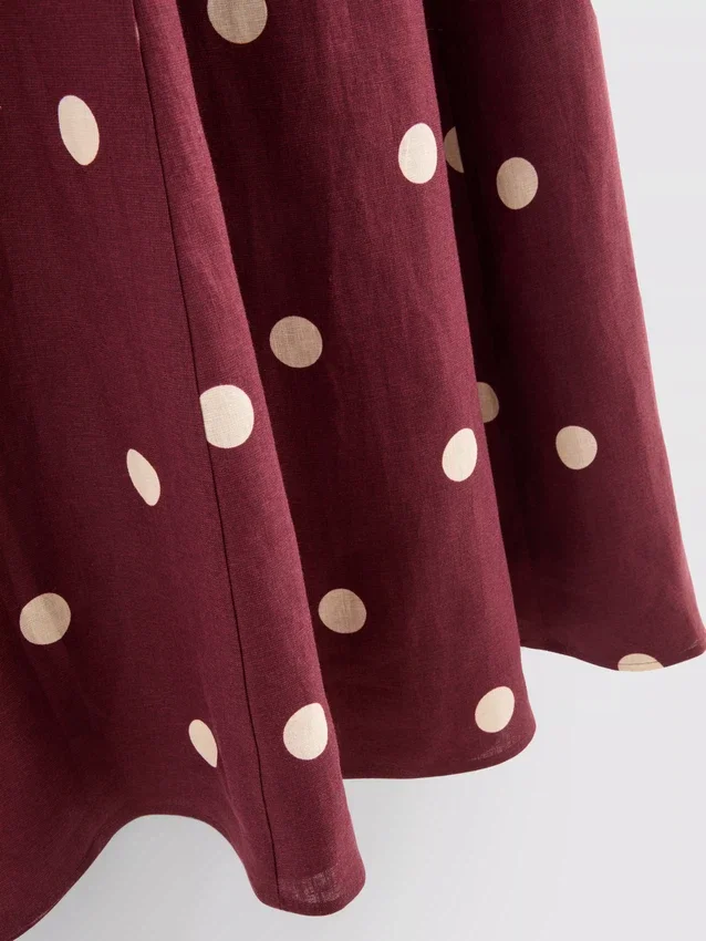 The edit linen puff-sleeve midi dress The edit linen puff-sleeve midi dress