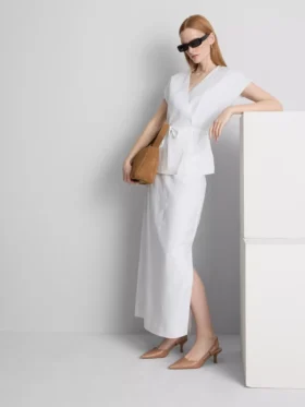The edit linen v-neck wrap top