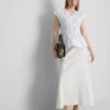 The edit poplin shirred v-neck top