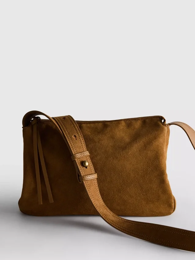 The edit suede fold-over crossbody bag The edit suede fold-over crossbody bag