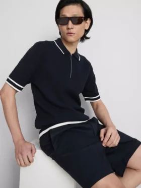 The edit textured zip polo shirt