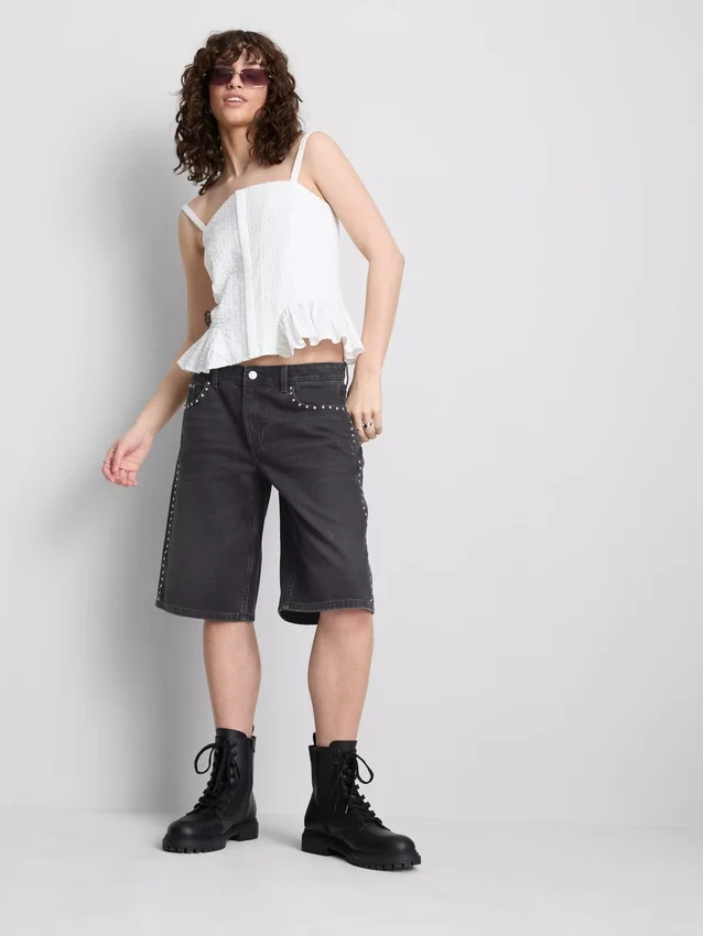 The primark scene | cotton denim studded jorts The primark scene | cotton denim studded jorts